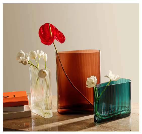 NUDE GLASS VASO MIST 38cm - CARAMELLO